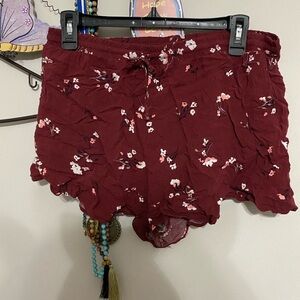 Mossimo Supply Co. Maroon Floral Shorts